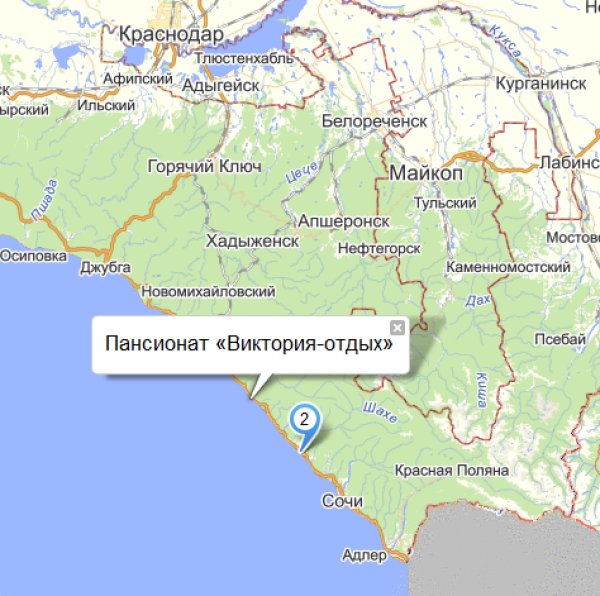 Пансионат «Виктория-Отдых» на карте Краснодарского края