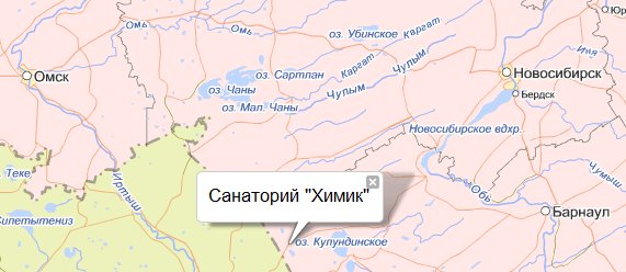 Санаторий Химик на карте Алтайского края